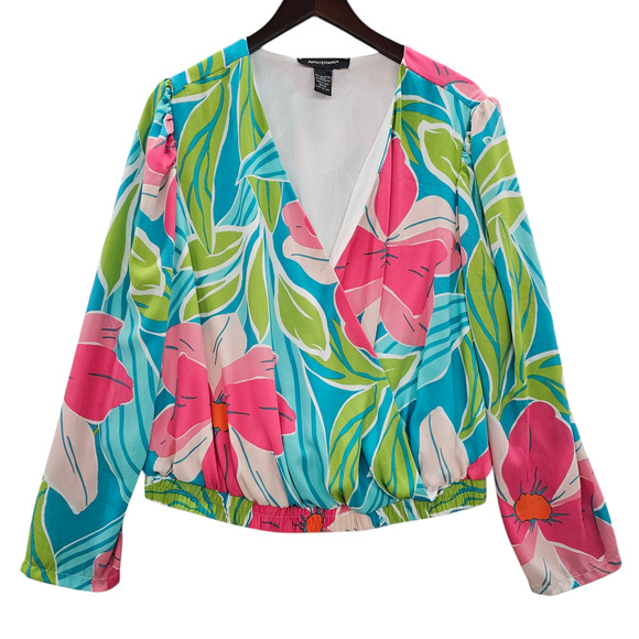 Ashely Stewart Pant Set Womens 18 20 Floral Wide Leg Blue Pink High Rise - Picture 2 of 16